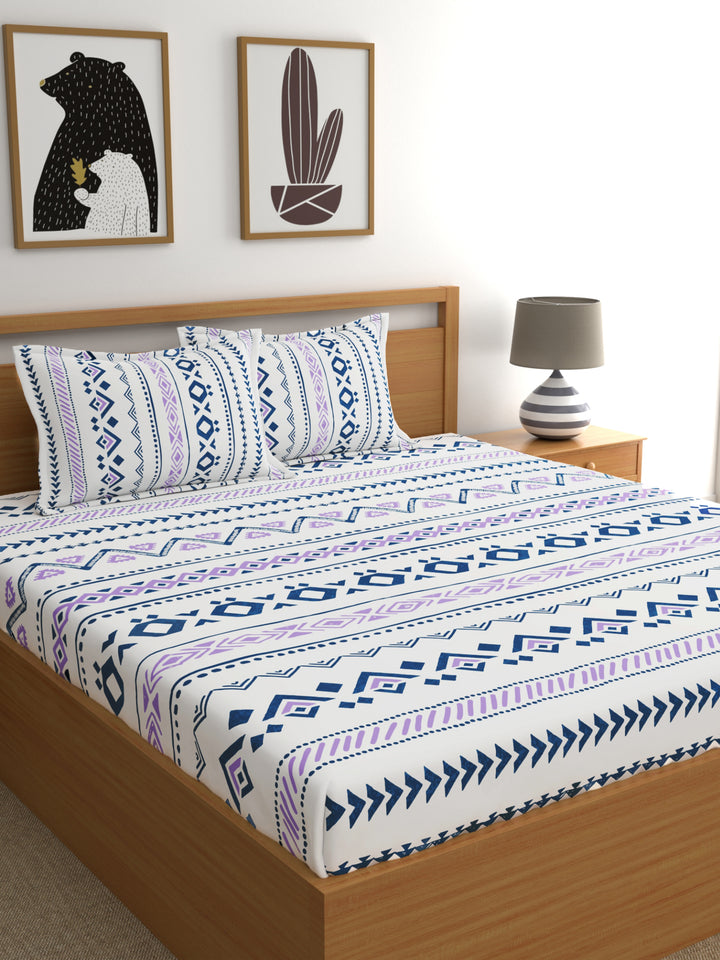 Home Ecstasy 100% Cotton Geometric Bedsheet Set