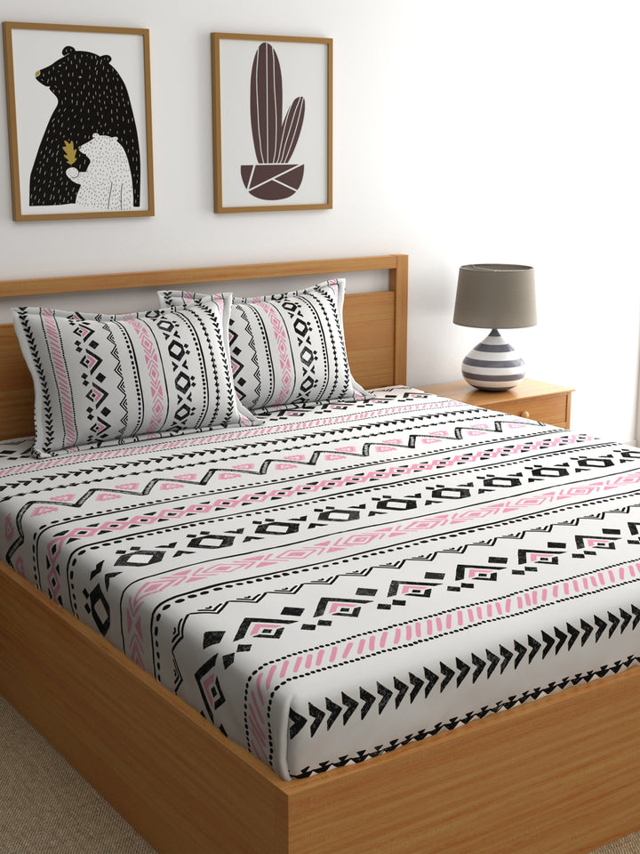 Home Ecstasy 100% Cotton Geometric Bedsheet Set