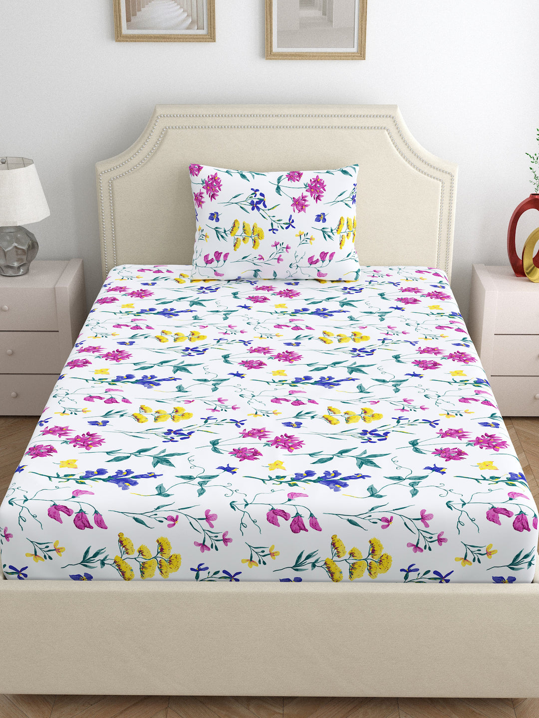 Home Ecstasy 100% Cotton 140TC Bedsheets, Floral