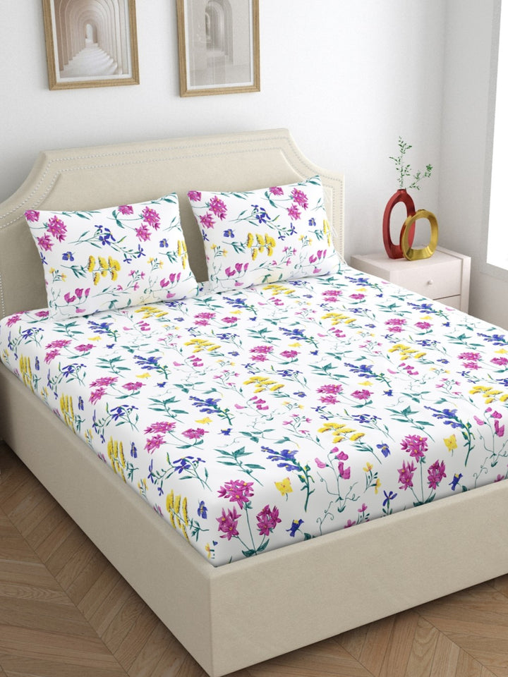 Home Ecstasy 100% Cotton 140TC Bedsheets, Floral
