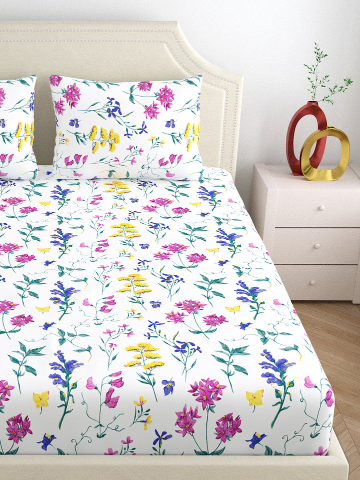 Home Ecstasy 100% Cotton 140TC Bedsheets, Floral