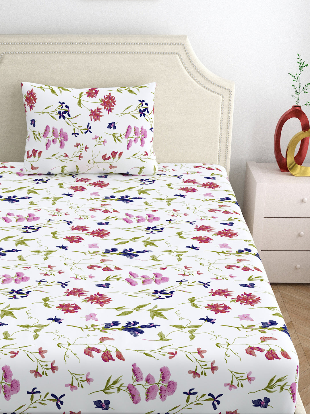 Home Ecstasy 100% Cotton 140TC Bedsheets, Floral