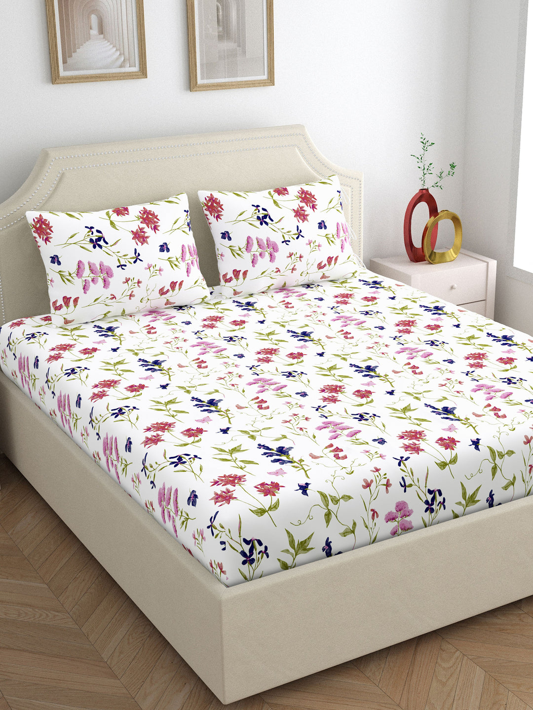 Home Ecstasy 100% Cotton 140TC Bedsheets, Floral