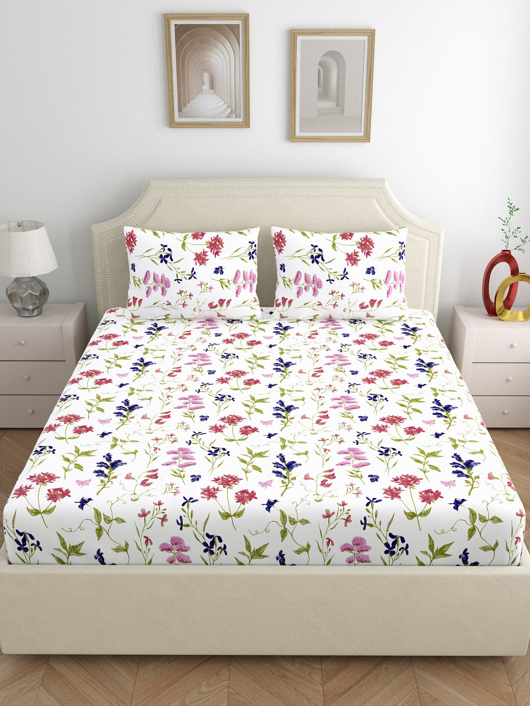 Home Ecstasy 100% Cotton 140TC Bedsheets, Floral