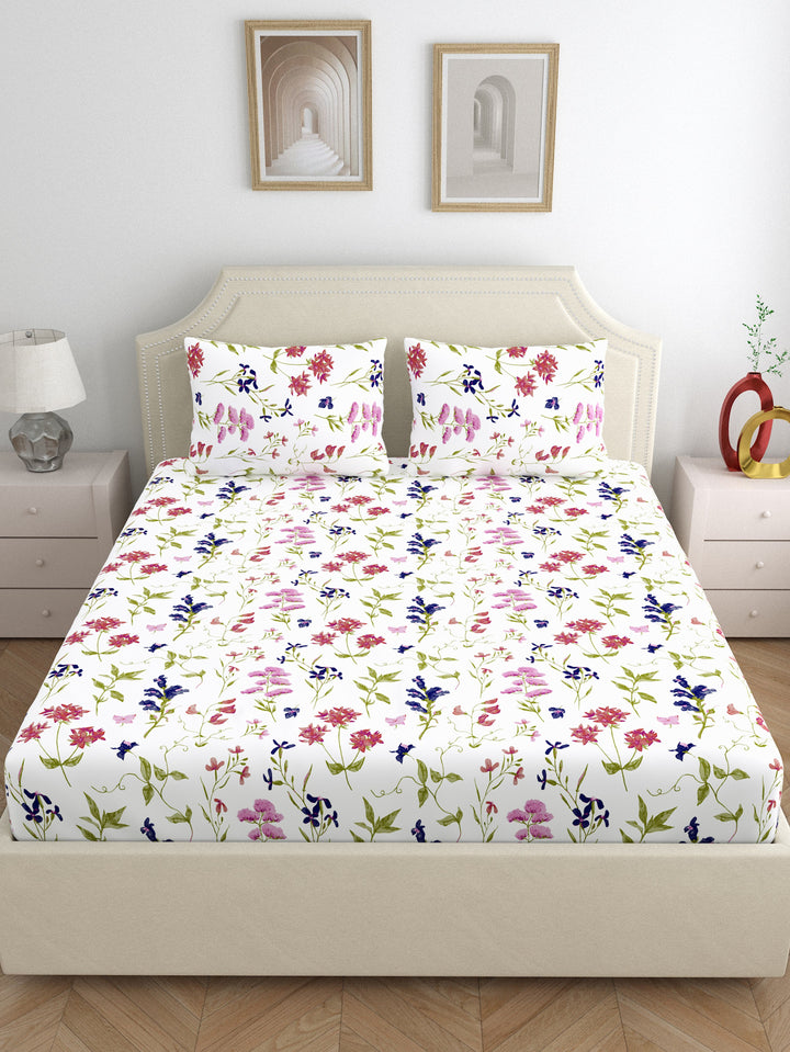 Home Ecstasy 100% Cotton 140TC Bedsheets, Floral