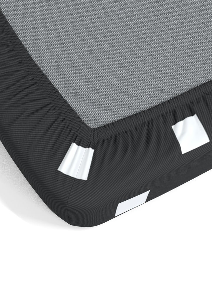 Home Ecstasy 100% Cotton Geometric Bedsheet Set | 140 TC | Dark Grey