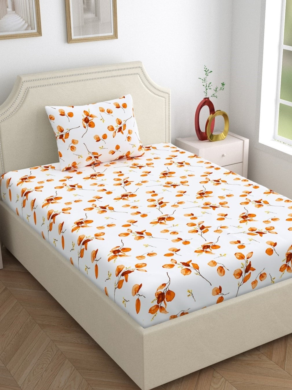 Home Ecstasy 100% Cotton Bedsheets, Premium | 140 TC | White
