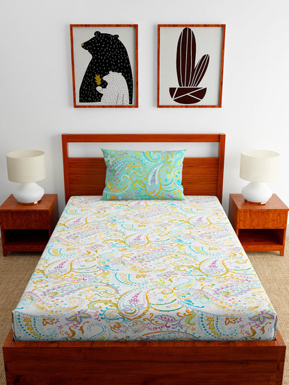 Home Ecstasy 100% Cotton Bedsheets, Premium | 140 TC | Sea Green