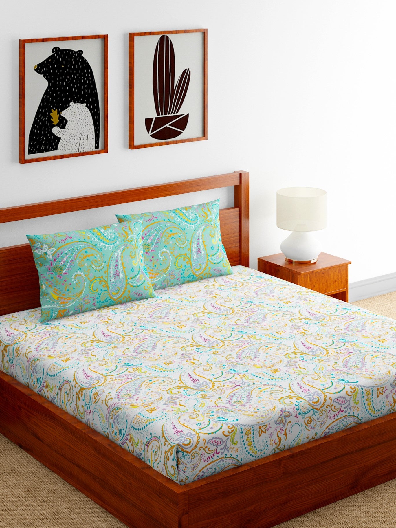 Home Ecstasy 100% Cotton Bedsheets, Premium | 140 TC | Sea Green