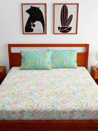 Home Ecstasy 100% Cotton Bedsheets, Premium | 140 TC | Sea Green