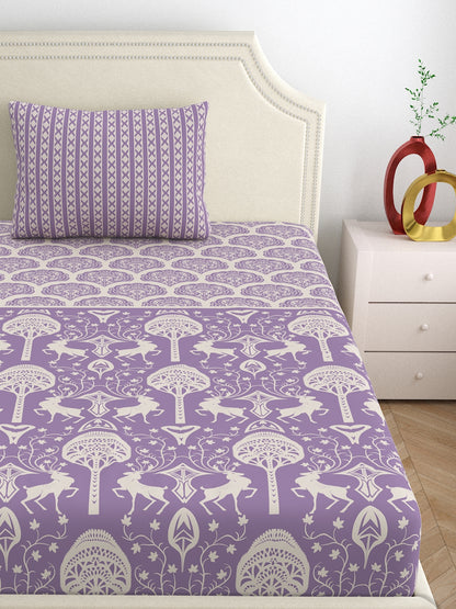 Home Ecstasy 100% Cotton Bedsheets, Premium | 140 TC | Purple