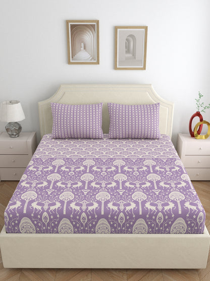 Home Ecstasy 100% Cotton Bedsheets, Premium | 140 TC | Purple