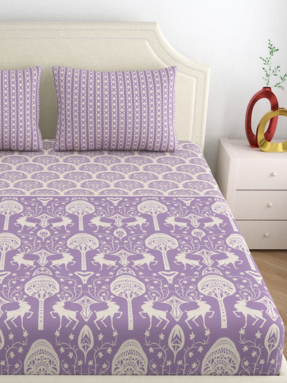 Home Ecstasy 100% Cotton Bedsheets, Premium | 140 TC | Purple