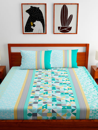 Home Ecstasy 100% Cotton Bedsheets, Premium | 140 TC | Sea Green