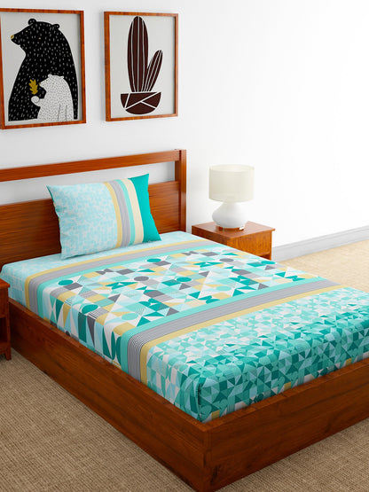 Home Ecstasy 100% Cotton Bedsheets, Premium | 140 TC | Sea Green