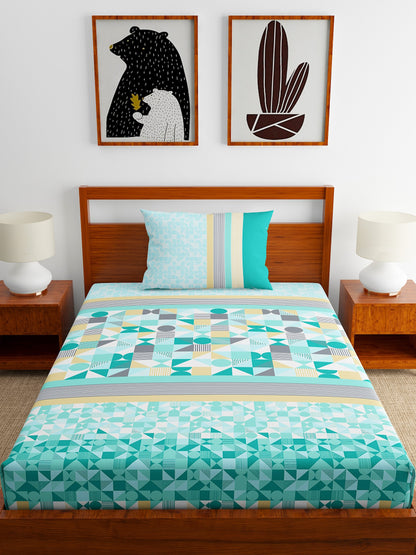 Home Ecstasy 100% Cotton Bedsheets, Premium | 140 TC | Sea Green