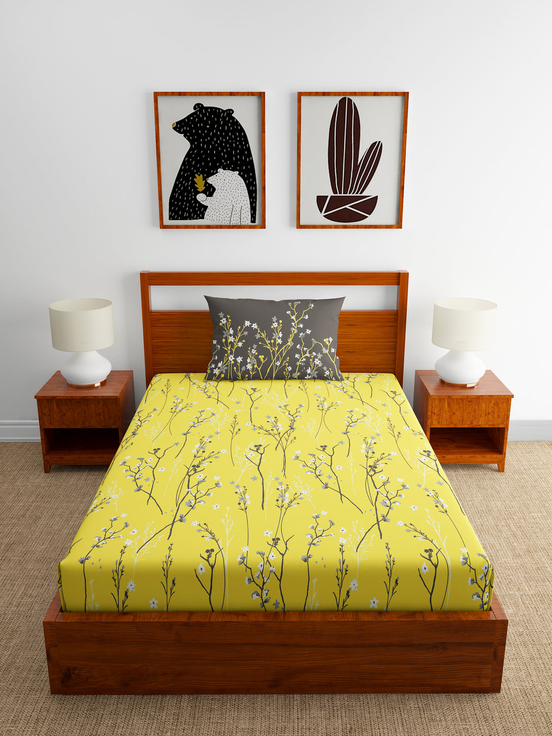 Home Ecstasy 100% Cotton Bedsheets, Premium | 140 TC | Yellow