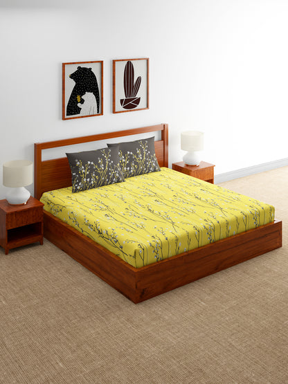Home Ecstasy 100% Cotton Bedsheets, Premium | 140 TC | Yellow