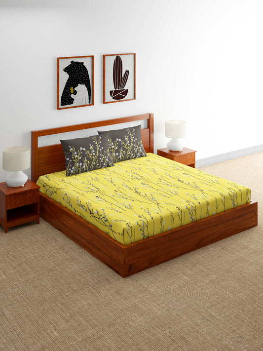 Home Ecstasy 100% Cotton Bedsheets, Premium | 140 TC | Yellow