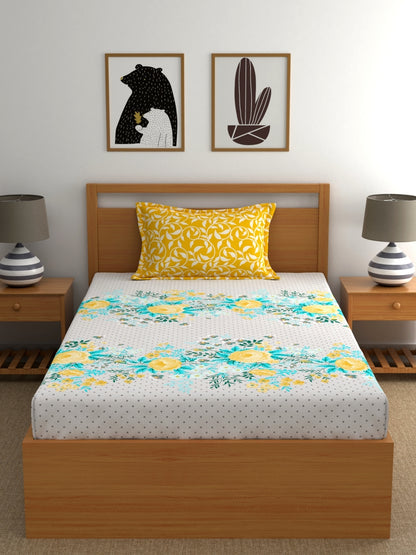 Home Ecstasy 100% Cotton Bedsheets, Premium | 140 TC | Yellow