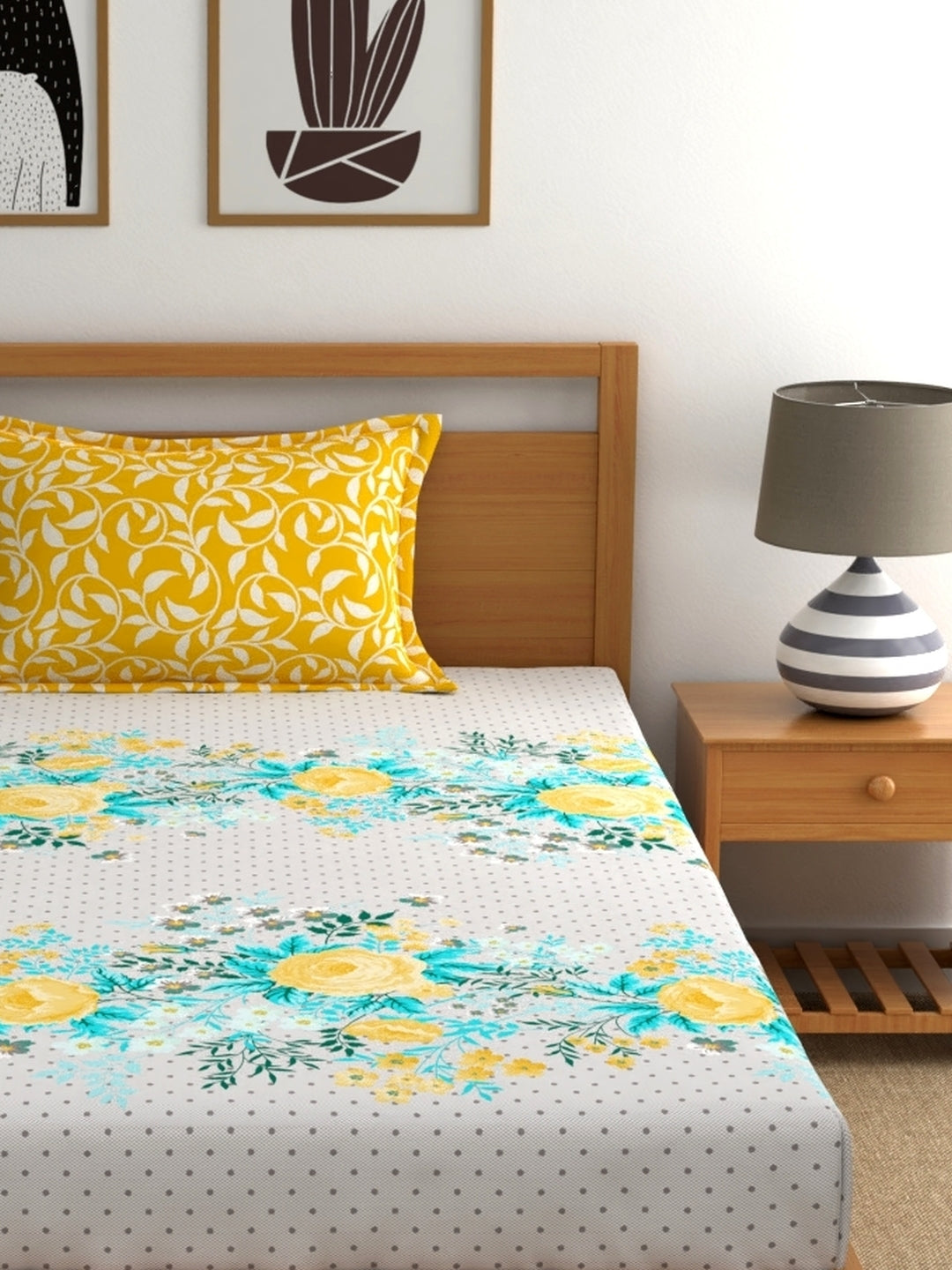Home Ecstasy 100% Cotton Bedsheets, Premium | 140 TC | Yellow