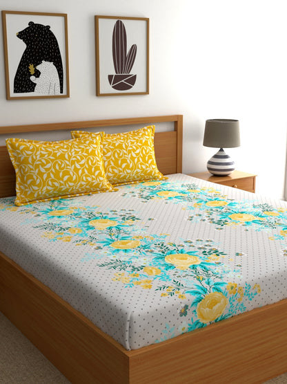 Home Ecstasy 100% Cotton Bedsheets, Premium | 140 TC | Yellow