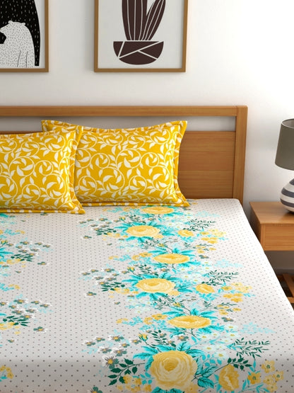 Home Ecstasy 100% Cotton Bedsheets, Premium | 140 TC | Yellow