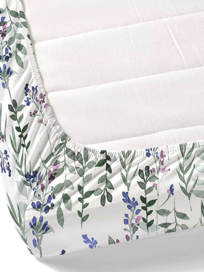 Home Ecstasy 100% Cotton Floral Bedsheet Set | 140 TC | Blue