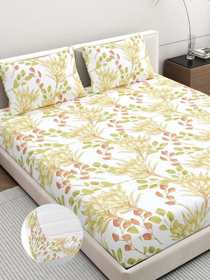Home Ecstasy 100% Cotton 140 TC Floral Bedsheet Set - Colour: Multi