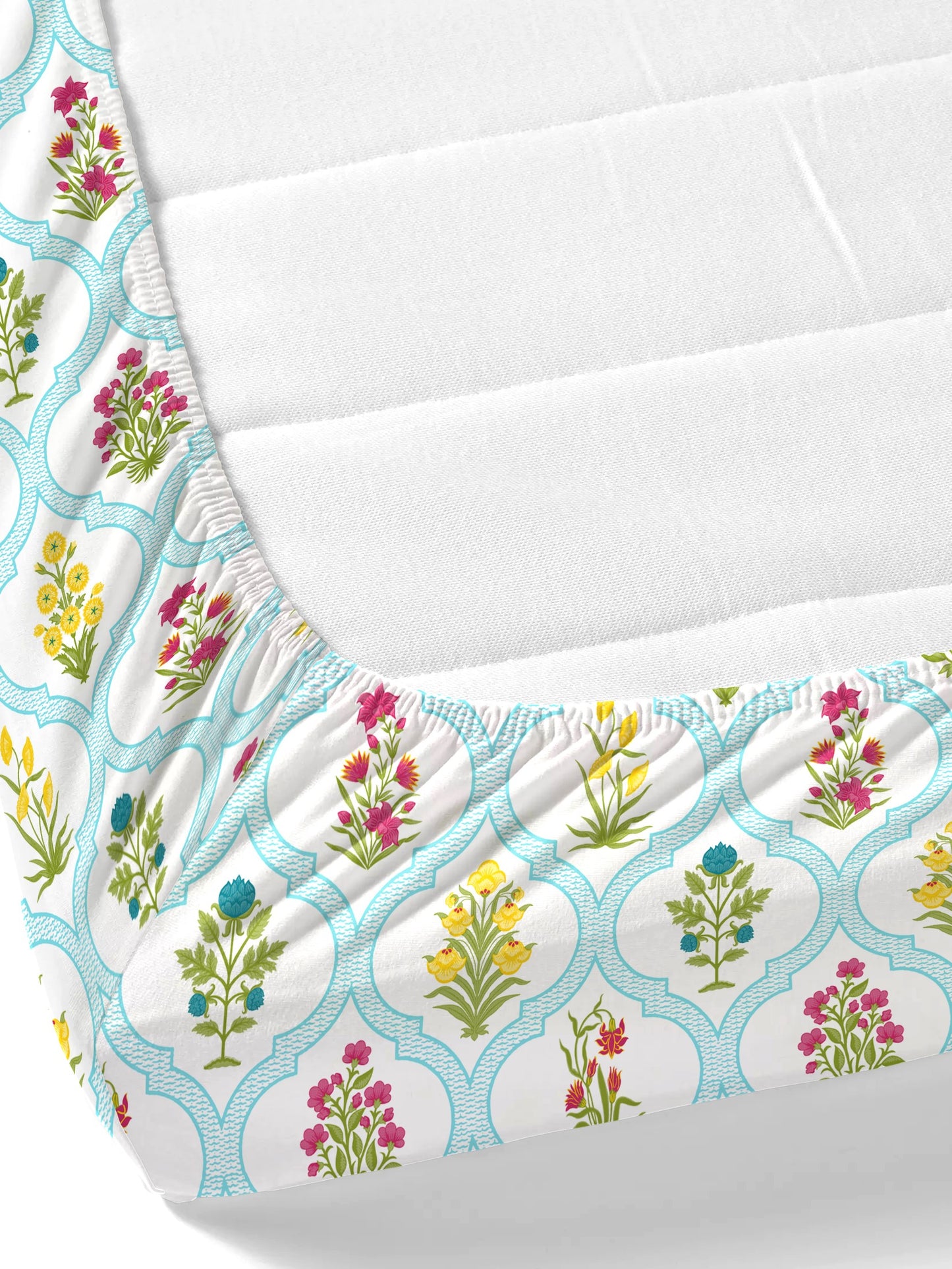 Home Ecstasy 100% Cotton Floral Bedsheet Set | 140 TC | Blue