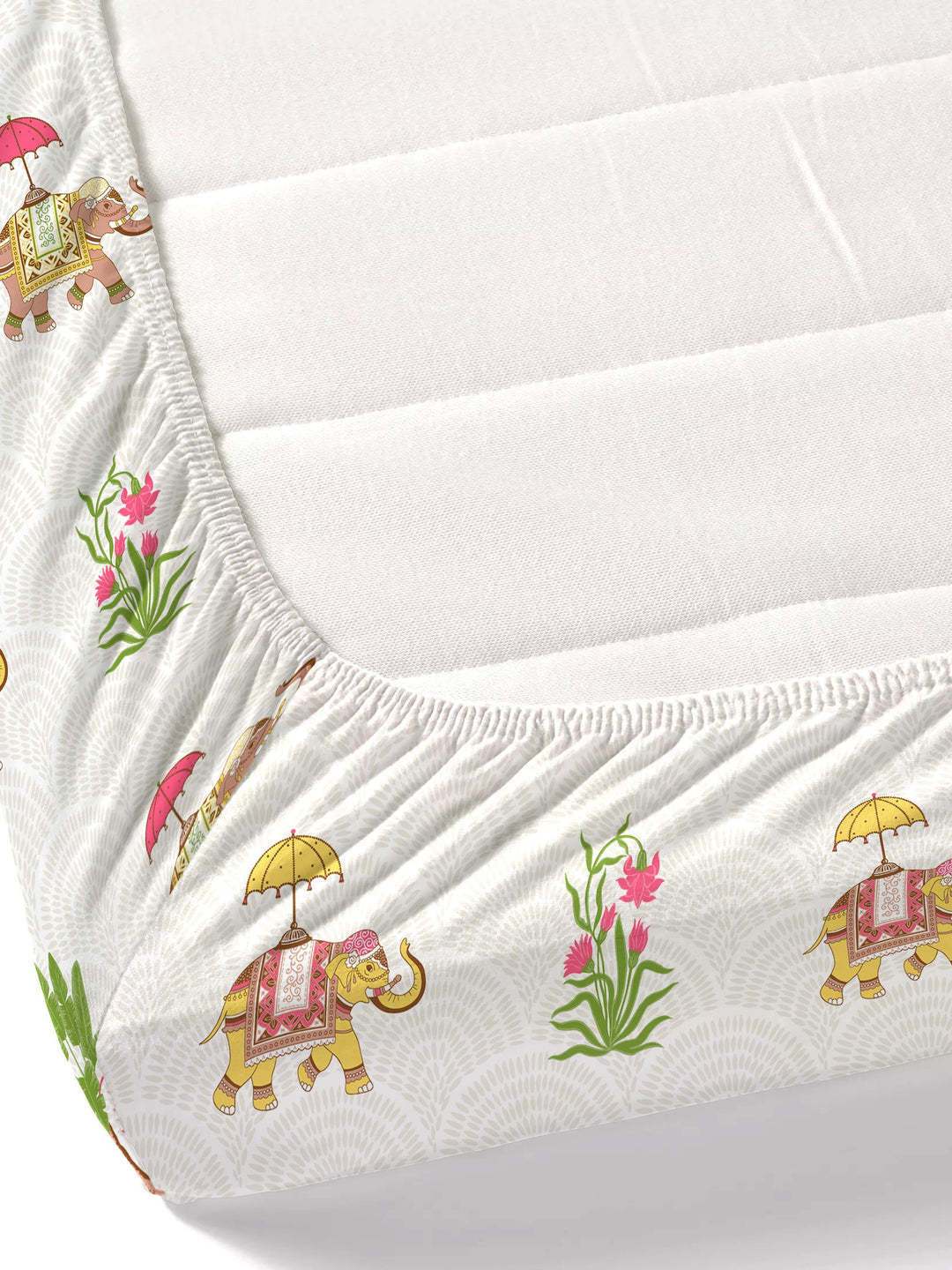 Home Ecstasy 100% Cotton Ethnic Bedsheet Set | 140 TC | Yellow