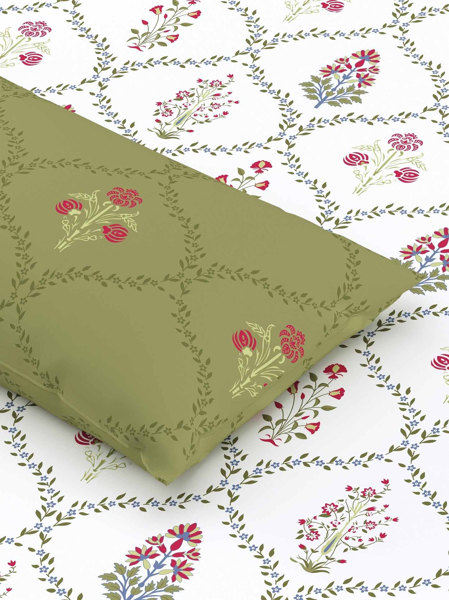 Home Ecstasy 100% Cotton Floral Bedsheet Set | 140 TC | Green