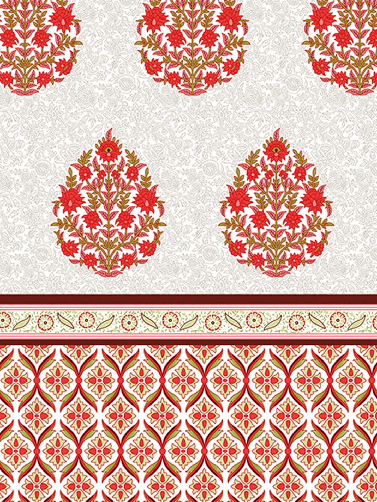 Home Ecstasy 100% Cotton 140 TC Floral Bedsheet Set - Colour: Red