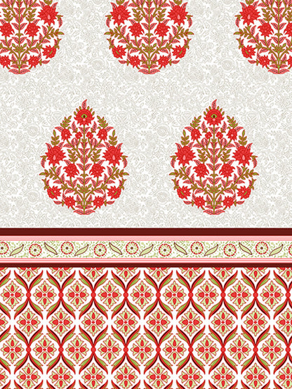 Home Ecstasy 100% Cotton 140 TC Floral Bedsheet Set - Colour: Red