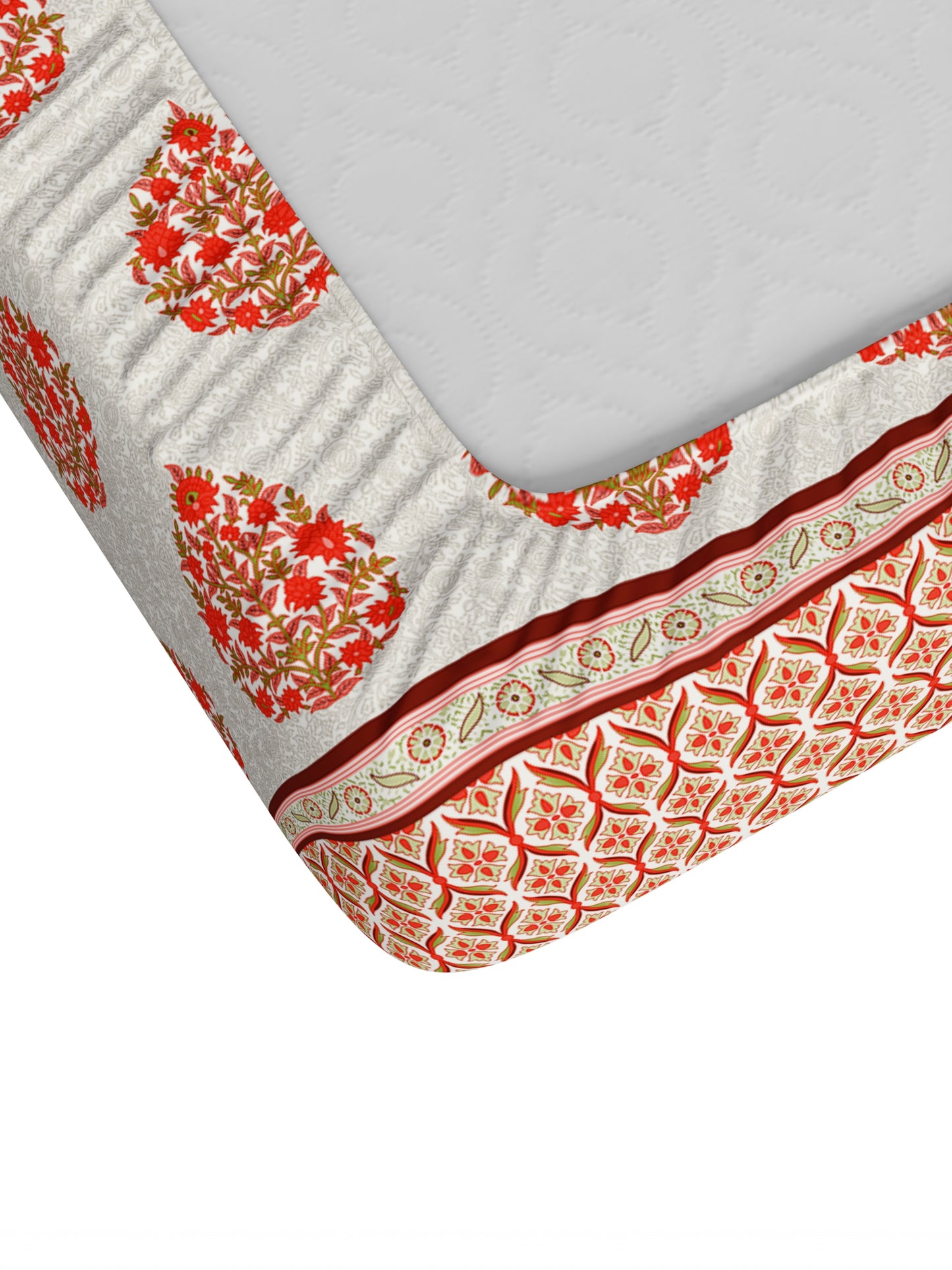 Home Ecstasy 100% Cotton 140 TC Floral Bedsheet Set - Colour: Red