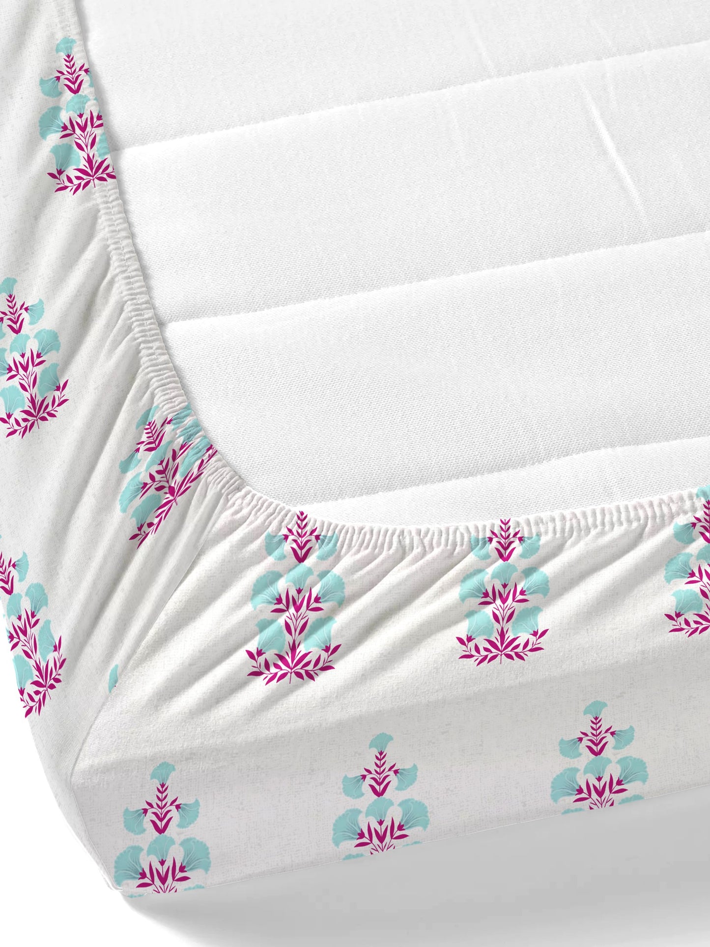 Home Ecstasy 100% Cotton Floral Bedsheet Set | 140 TC | T.Blue