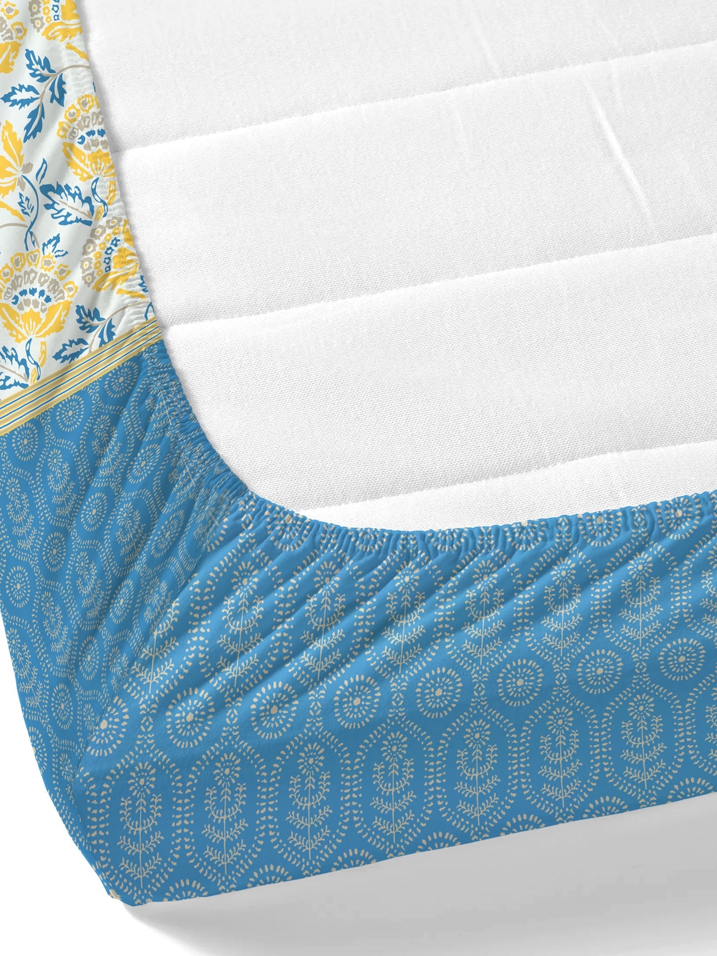 Home Ecstasy 100% Cotton Floral Bedsheet Set | 140 TC | Blue