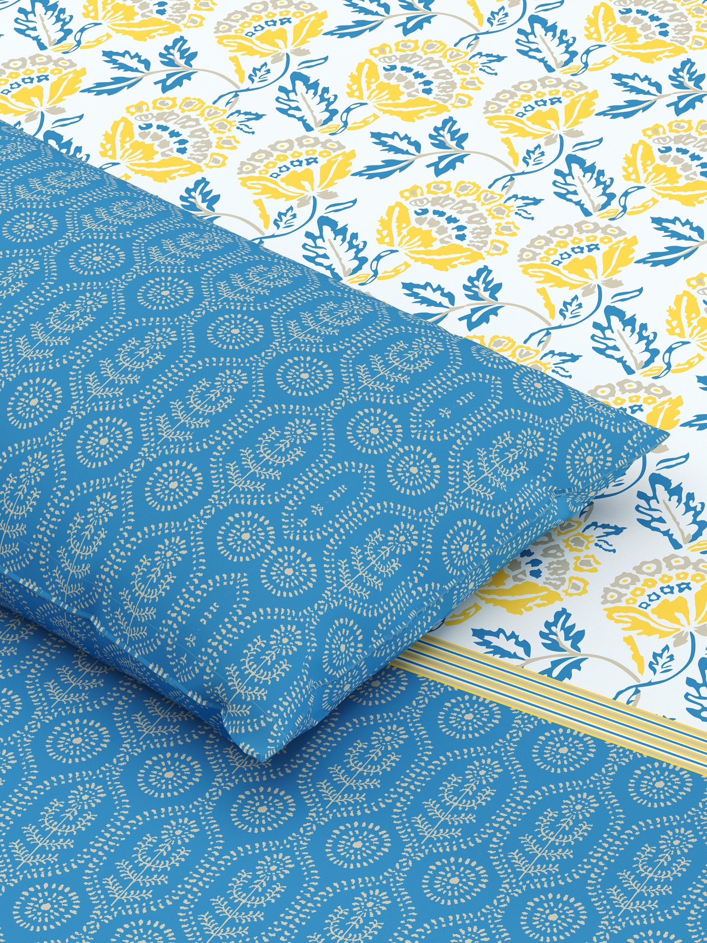 Home Ecstasy 100% Cotton Floral Bedsheet Set | 140 TC | Blue