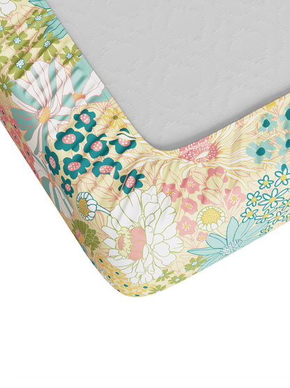 Home Ecstasy 100% Cotton 140 TC Floral Bedsheet Set - Colour: Mint