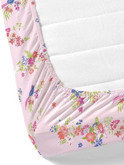 Home Ecstasy 100% Cotton Floral Bedsheet Set | 140 TC | Pink