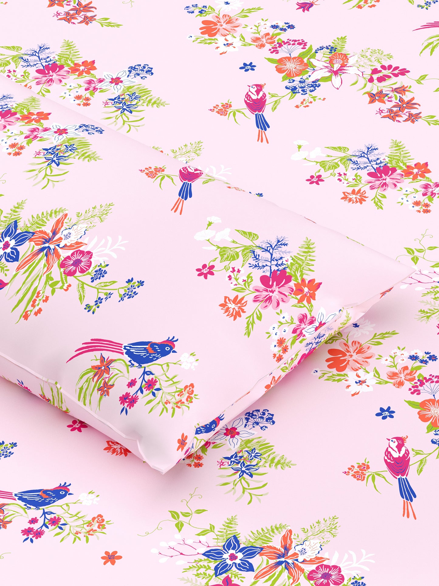Home Ecstasy 100% Cotton Floral Bedsheet Set | 140 TC | Pink
