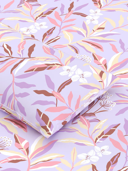 Home Ecstasy 100% Cotton Floral Bedsheet Set | 140 TC | Purple