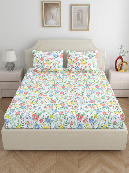 Home Ecstasy 100% Cotton Floral Bedsheet Set | 140 TC | Multi