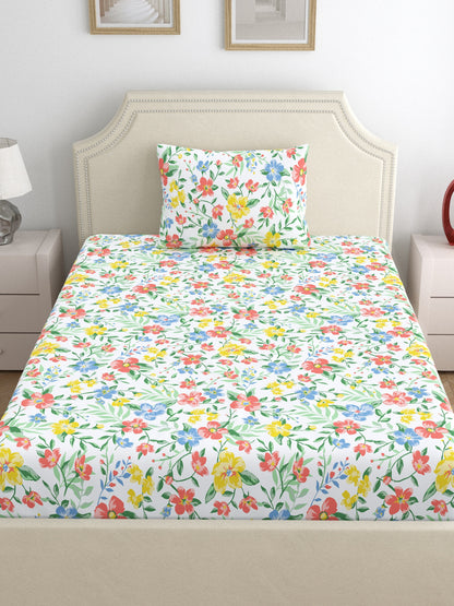 Home Ecstasy 100% Cotton Floral Bedsheet Set | 140 TC | Multi