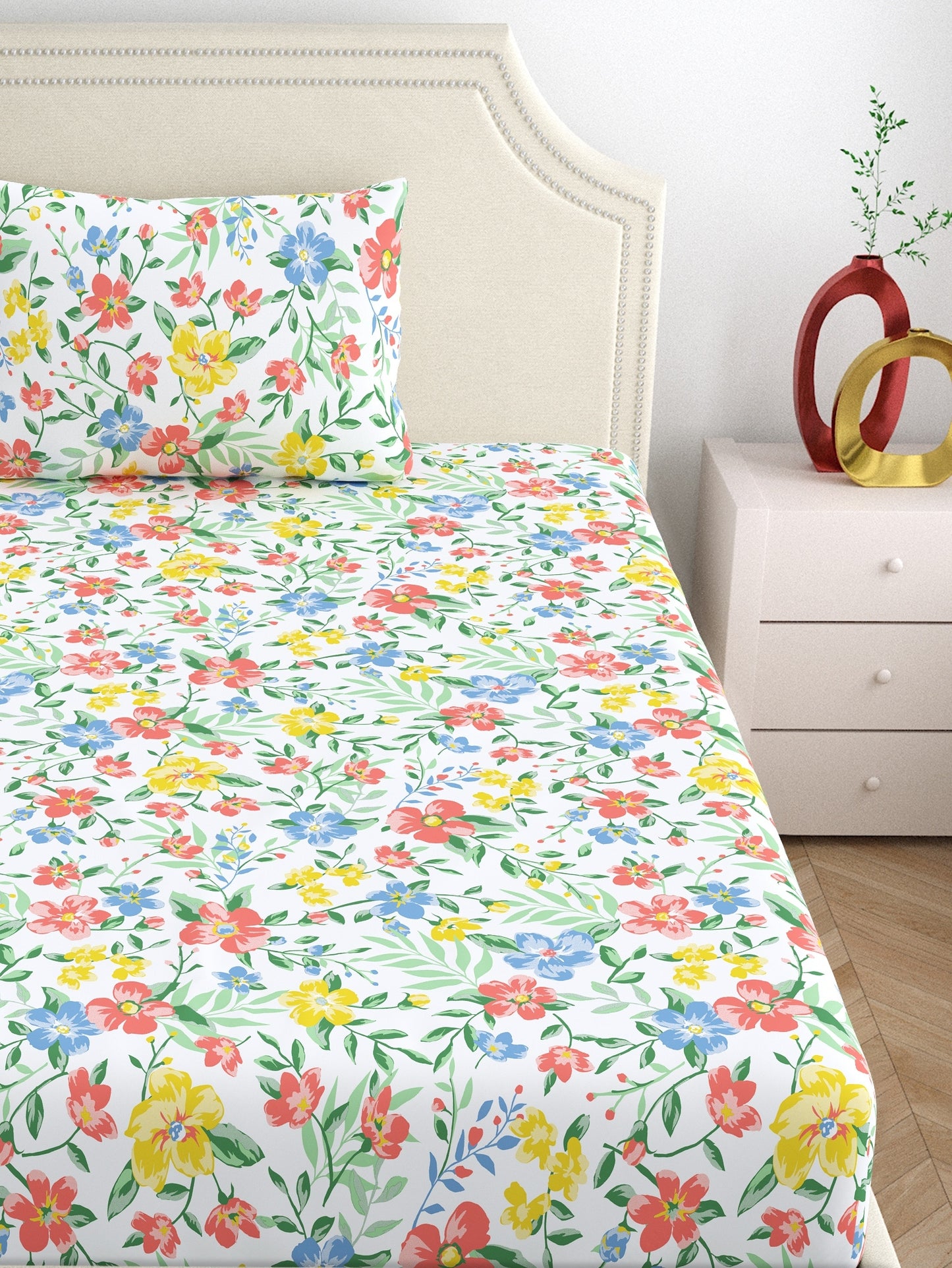Home Ecstasy 100% Cotton Floral Bedsheet Set | 140 TC | Multi