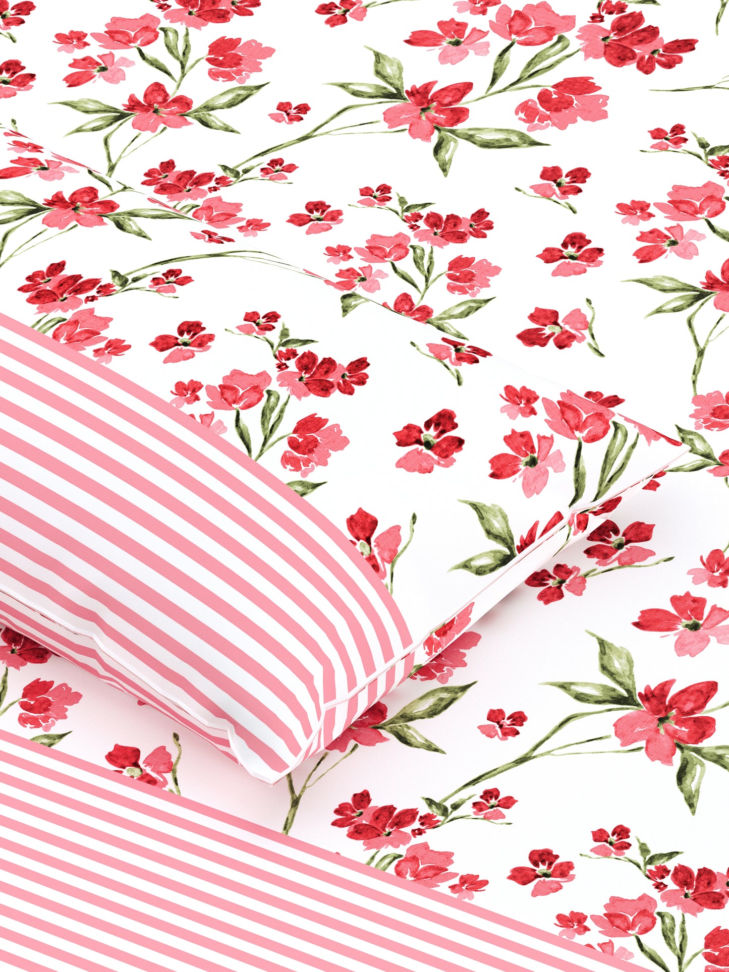 Home Ecstasy 100% Cotton Floral Bedsheet Set | 140 TC | Pink