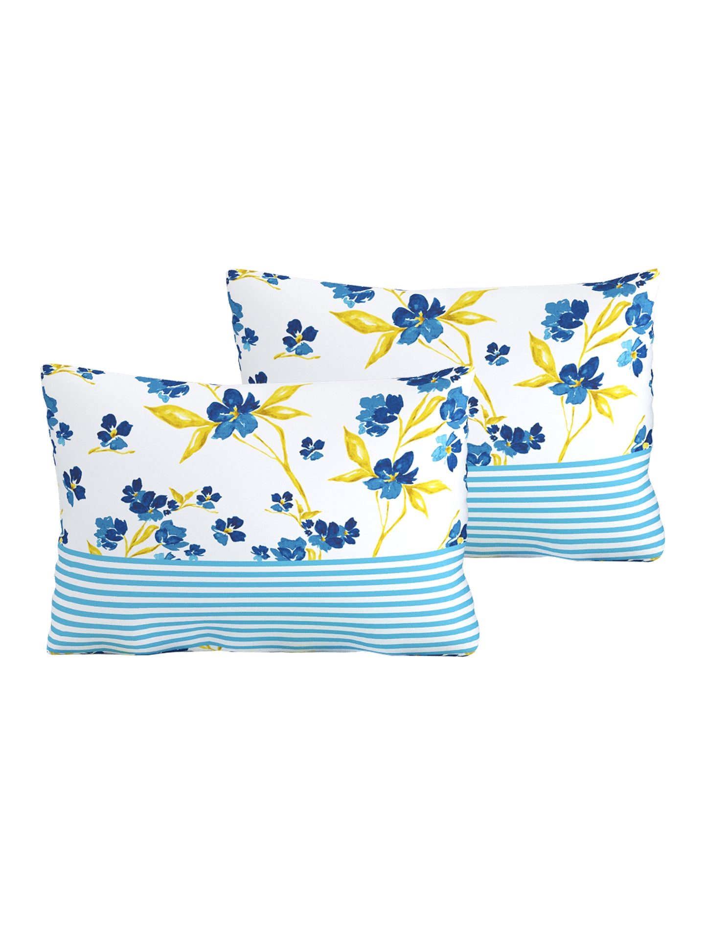 Home Ecstasy 100% Cotton 140 TC Floral Bedsheet Set - Colour: Blue