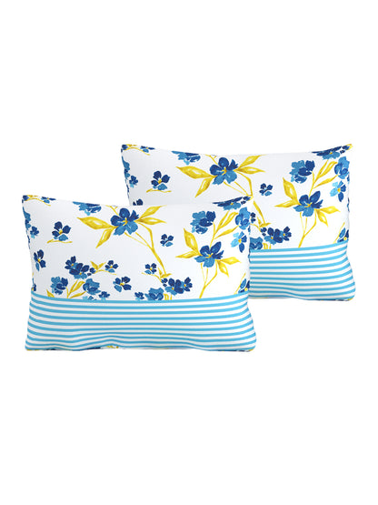Home Ecstasy 100% Cotton 140 TC Floral Bedsheet Set - Colour: Blue