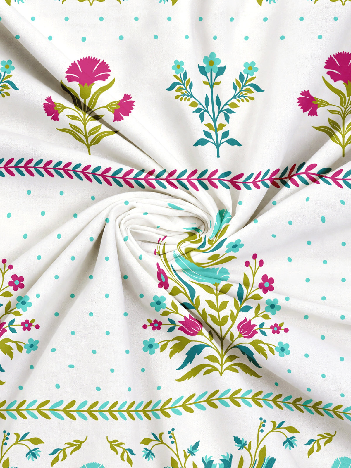 Home Ecstasy 100% Cotton 140 TC Floral Bedsheet Set - Colour: Green