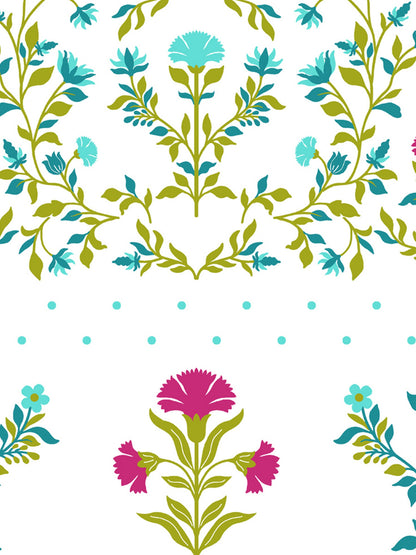 Home Ecstasy 100% Cotton 140 TC Floral Bedsheet Set - Colour: Green